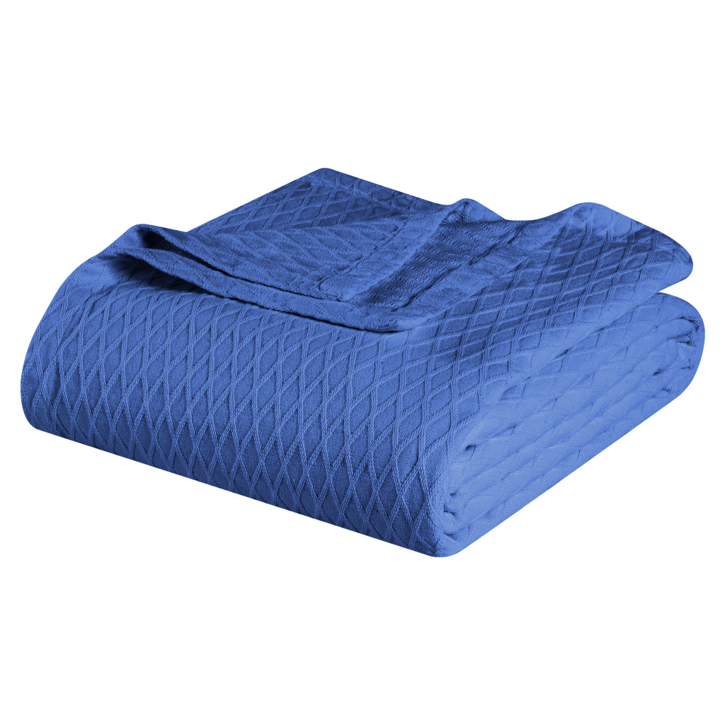 549100 Twin Blue Cotton Woven Geometric Blanket
