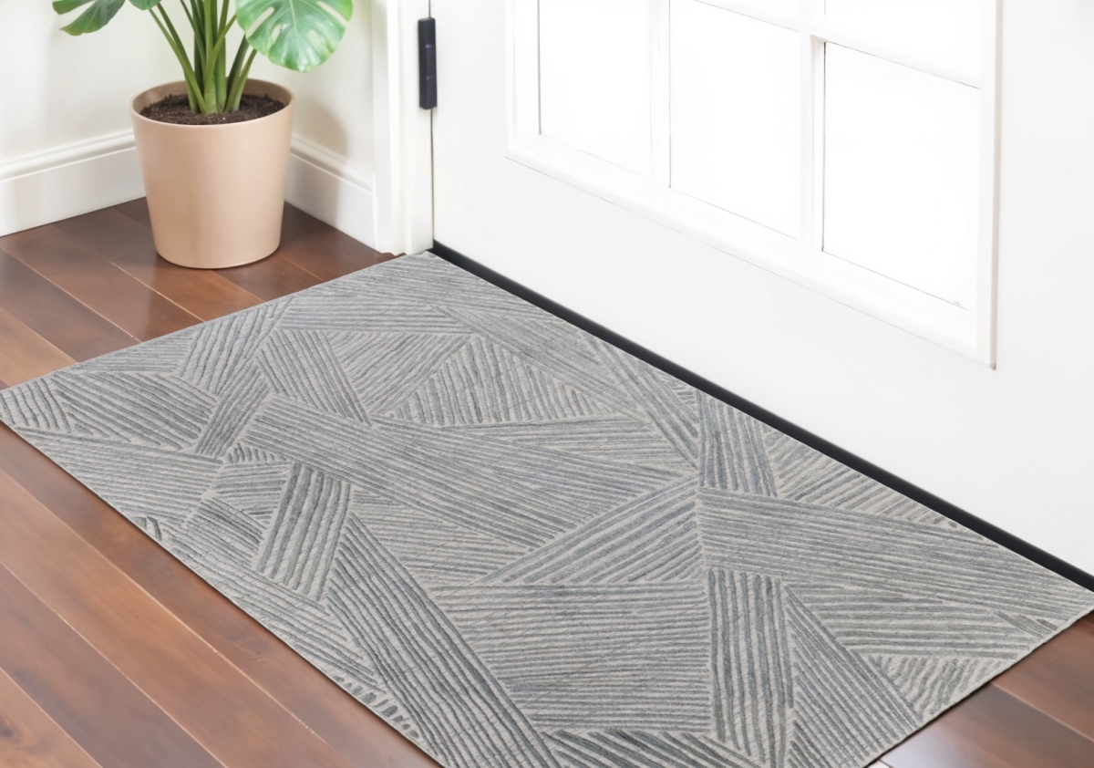 567026 2 x 3 ft. Abstract Hand Woven Rectangle Area Rug, Green & Ivory