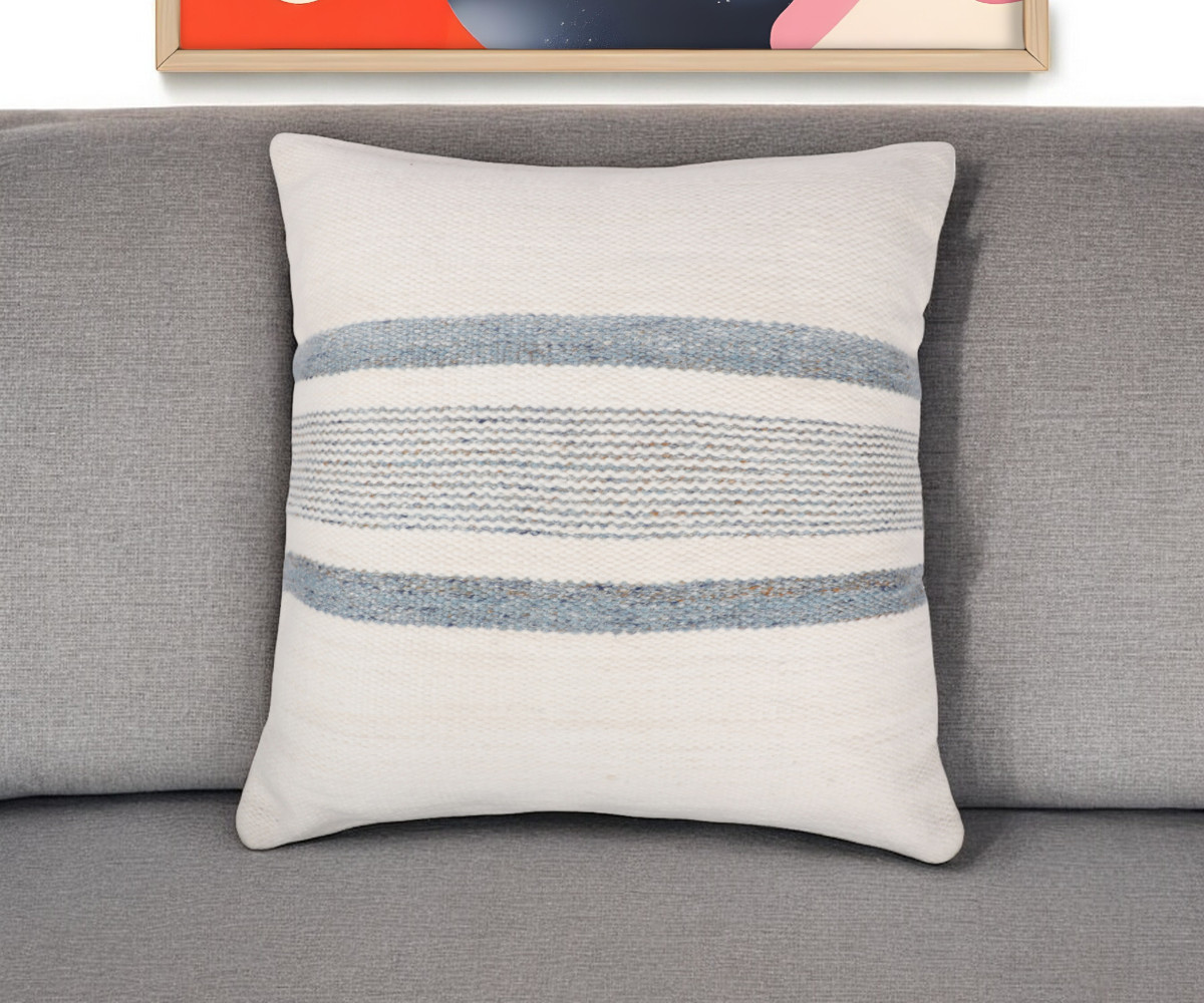 554541 20 in. Blue & White Striped Throw Pillow