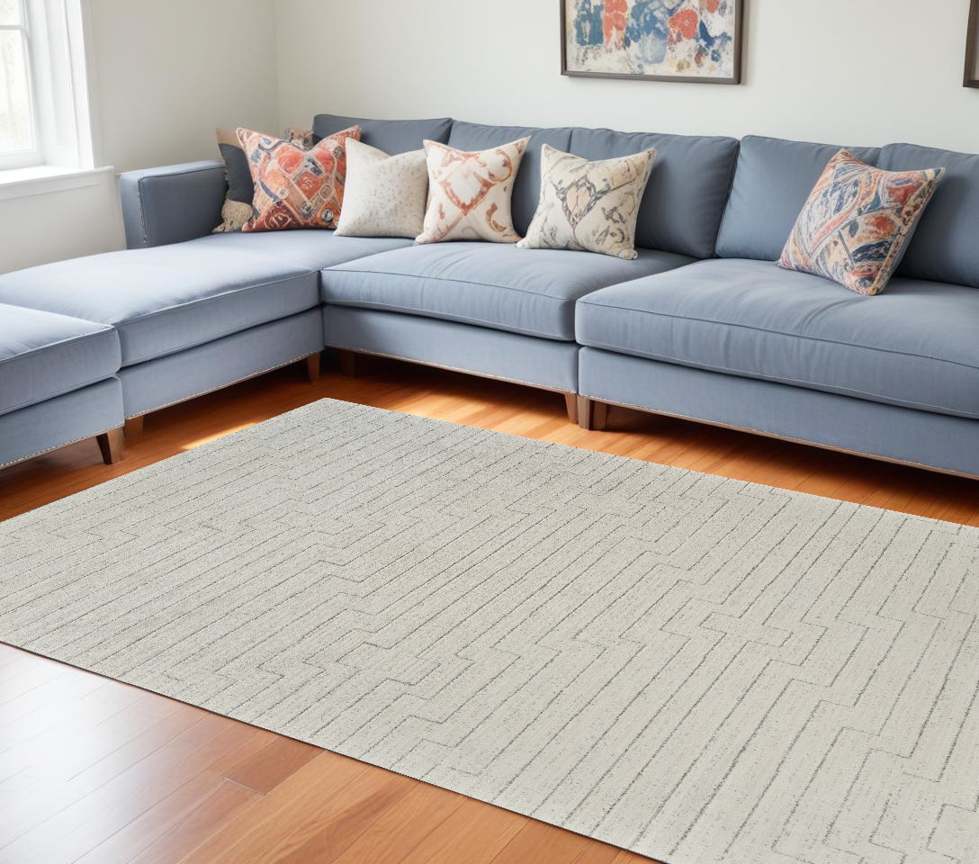 559117 7 x 10 ft. Abstract Distressed Rectangle Area Rug, Cream & Beige