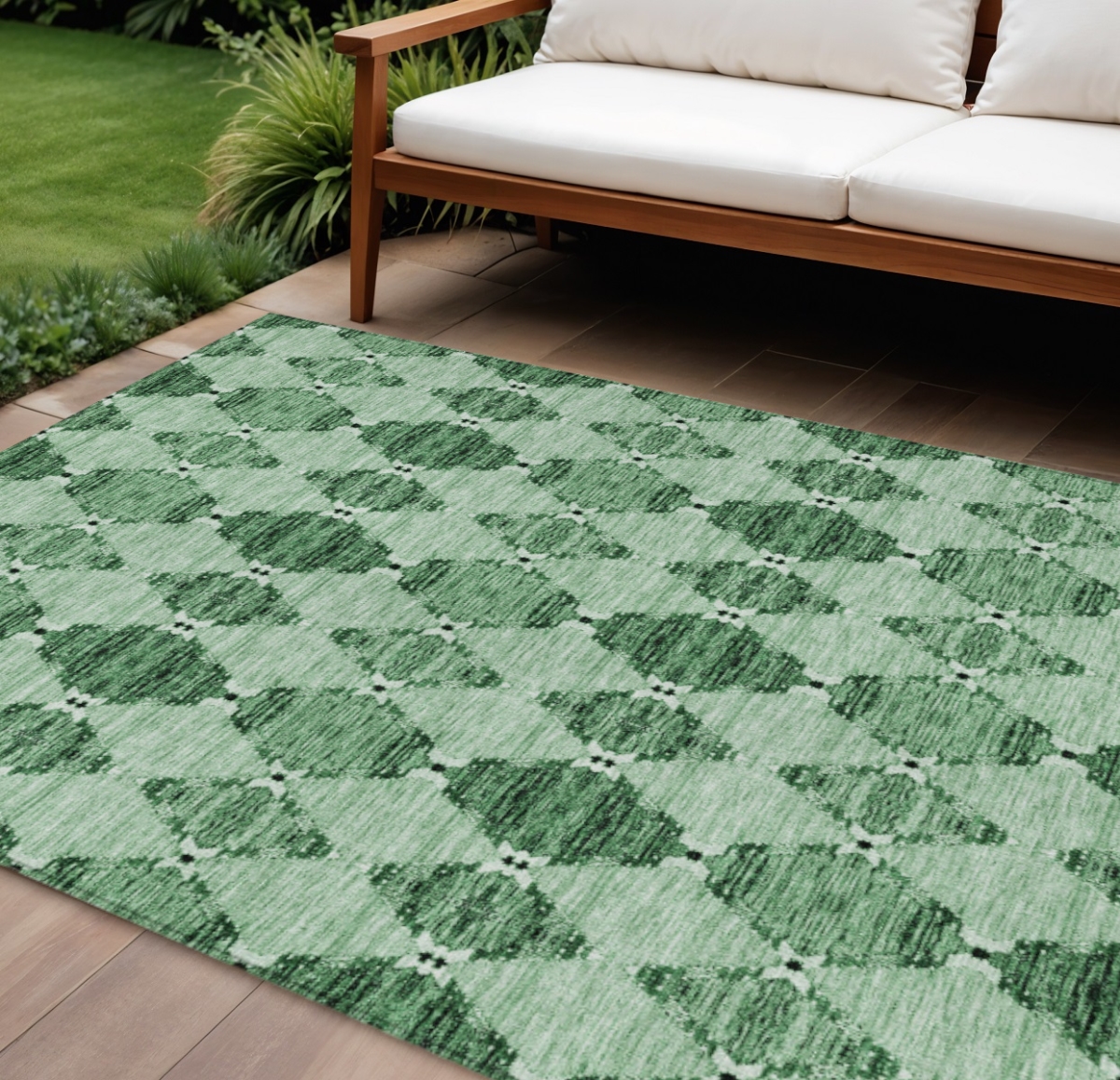 578145 8 x 10 ft. Moroccan Washable Indoor & Outdoor Rectangle Area Rug, Emerald & Green