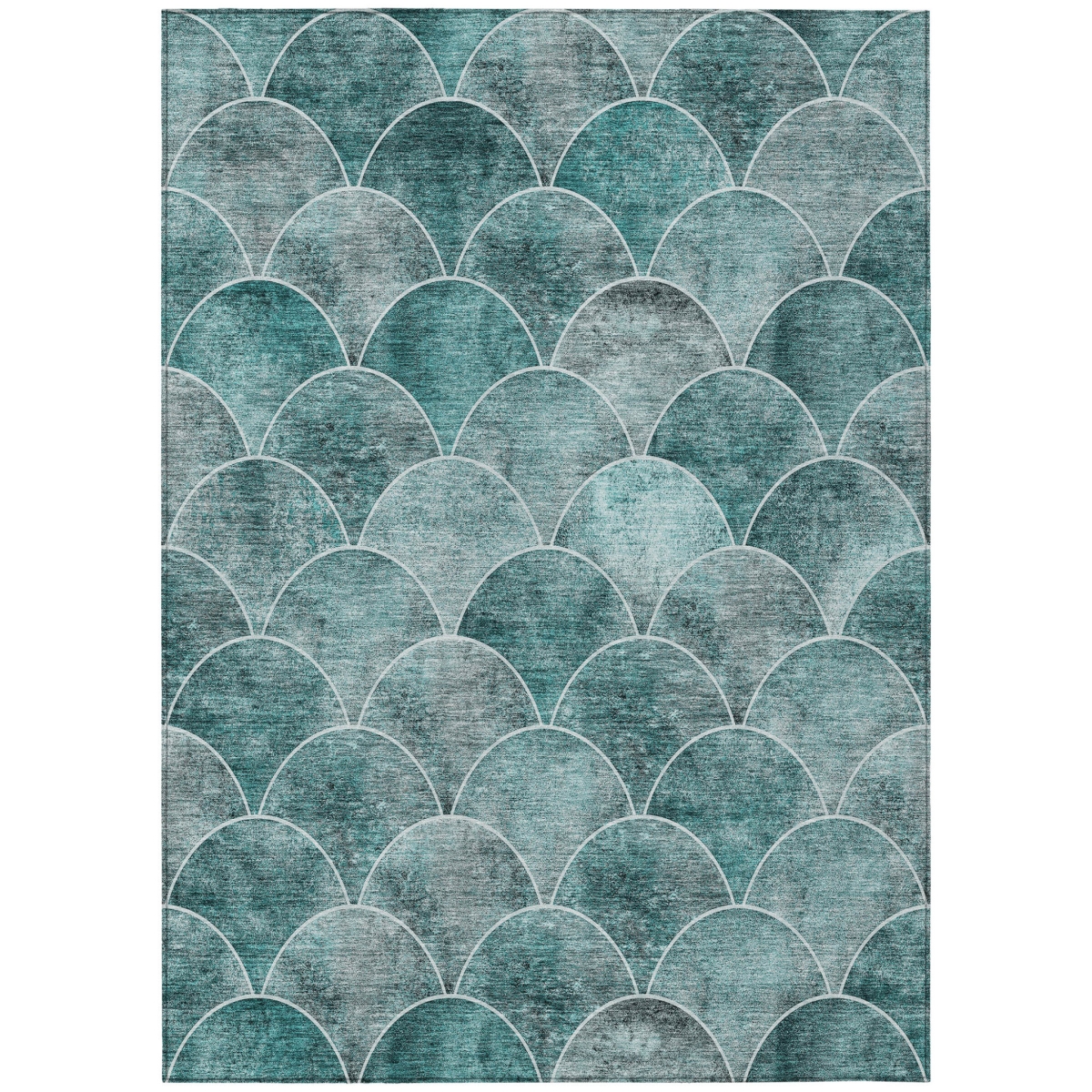 577695 9 x 12 ft. Abstract Washable Indoor & Outdoor Rectangle Area Rug, Teal Blue, Aqua & Gray