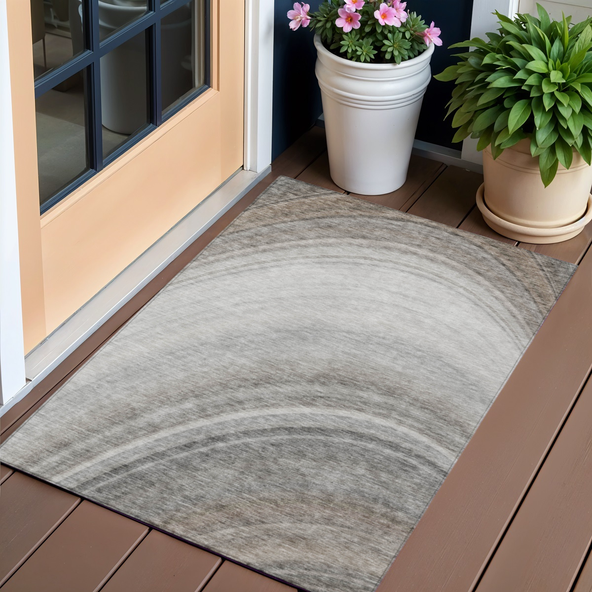 577295 3 x 5 ft. Abstract Washable Indoor & Outdoor Rectangle Area Rug, Gray, Silver & Beige