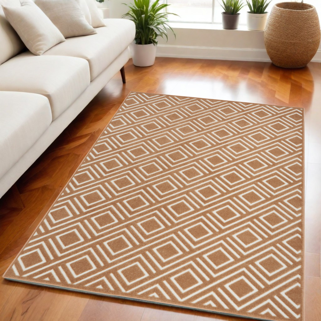 564030 5 x 7 ft. Geometric Rectangle Area Rug, Brown