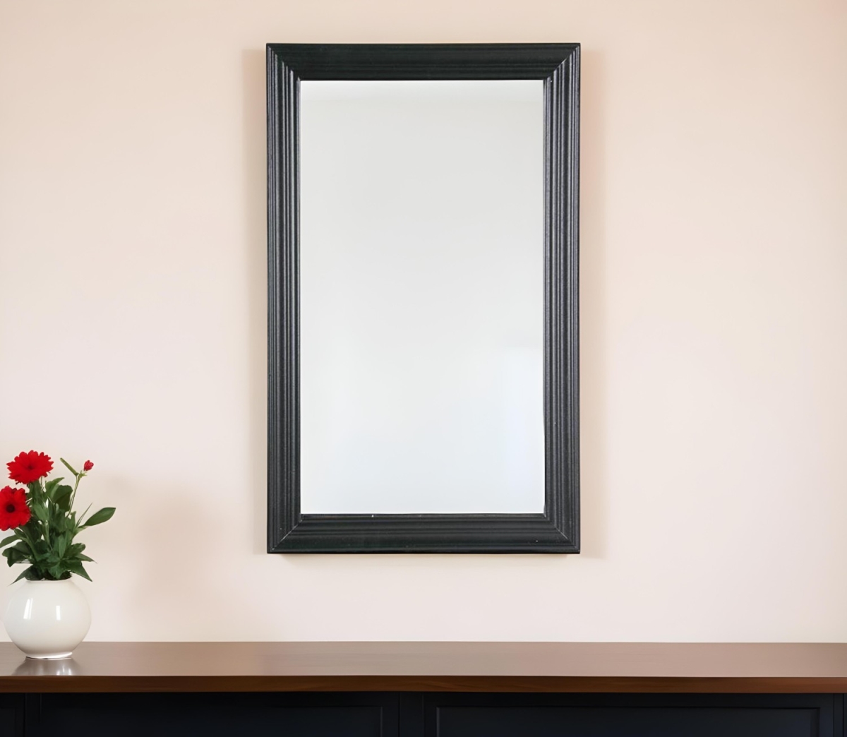 485123 26 in. Black Beveled Lines Framed Accent Mirror