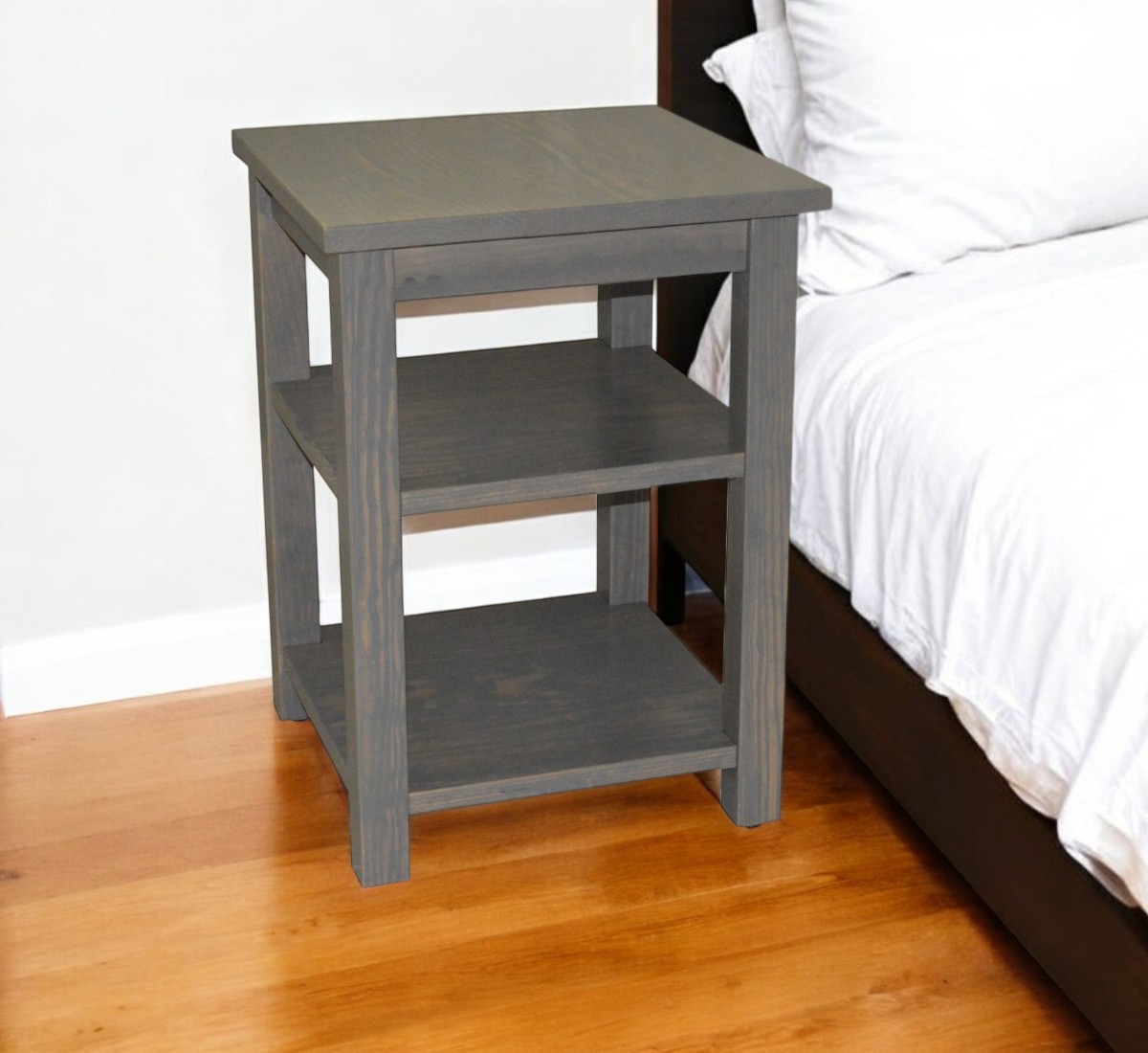 548320 28 in. Gray Solid Wood Nightstand