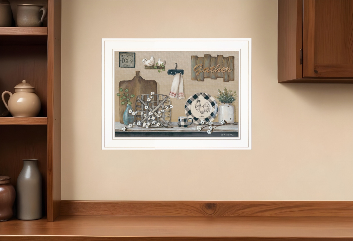 406806 Farmhouse Kitchen White Framed Print Kitchen Wall Art