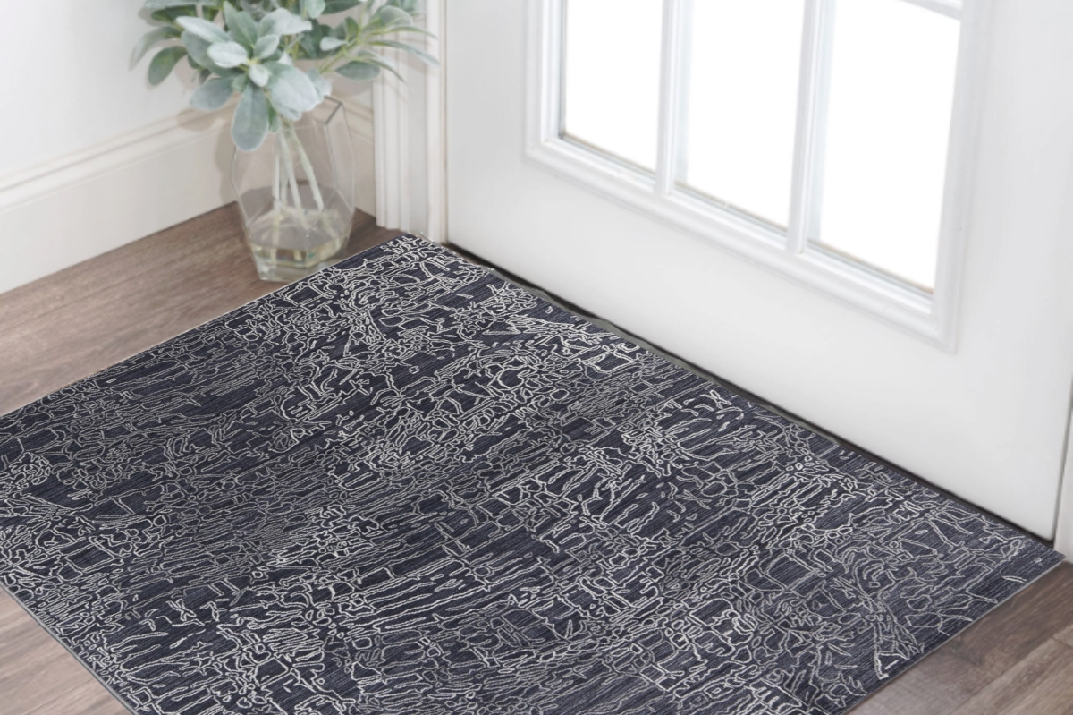 567844 2 x 3 ft. Abstract Hand Woven Rectangle Area Rug, Black, Gray & Ivory