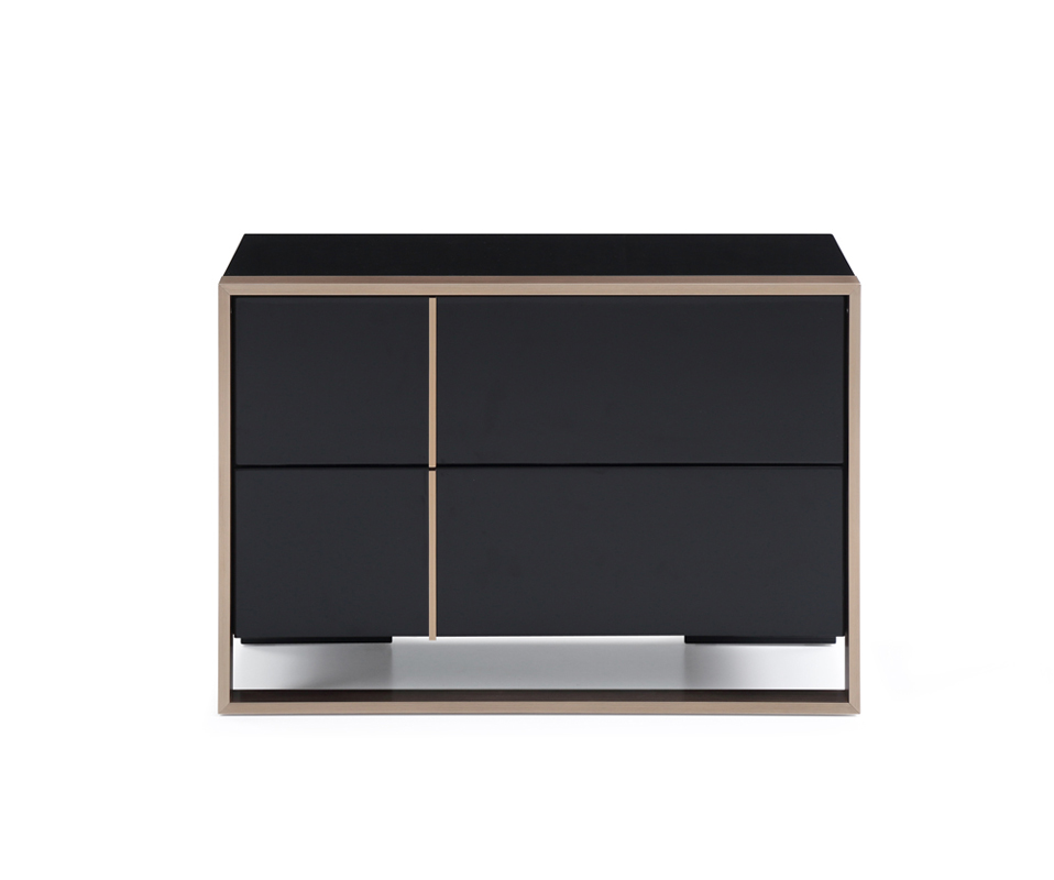 Modern Right Nightstand - Black & Brushed Bronze
