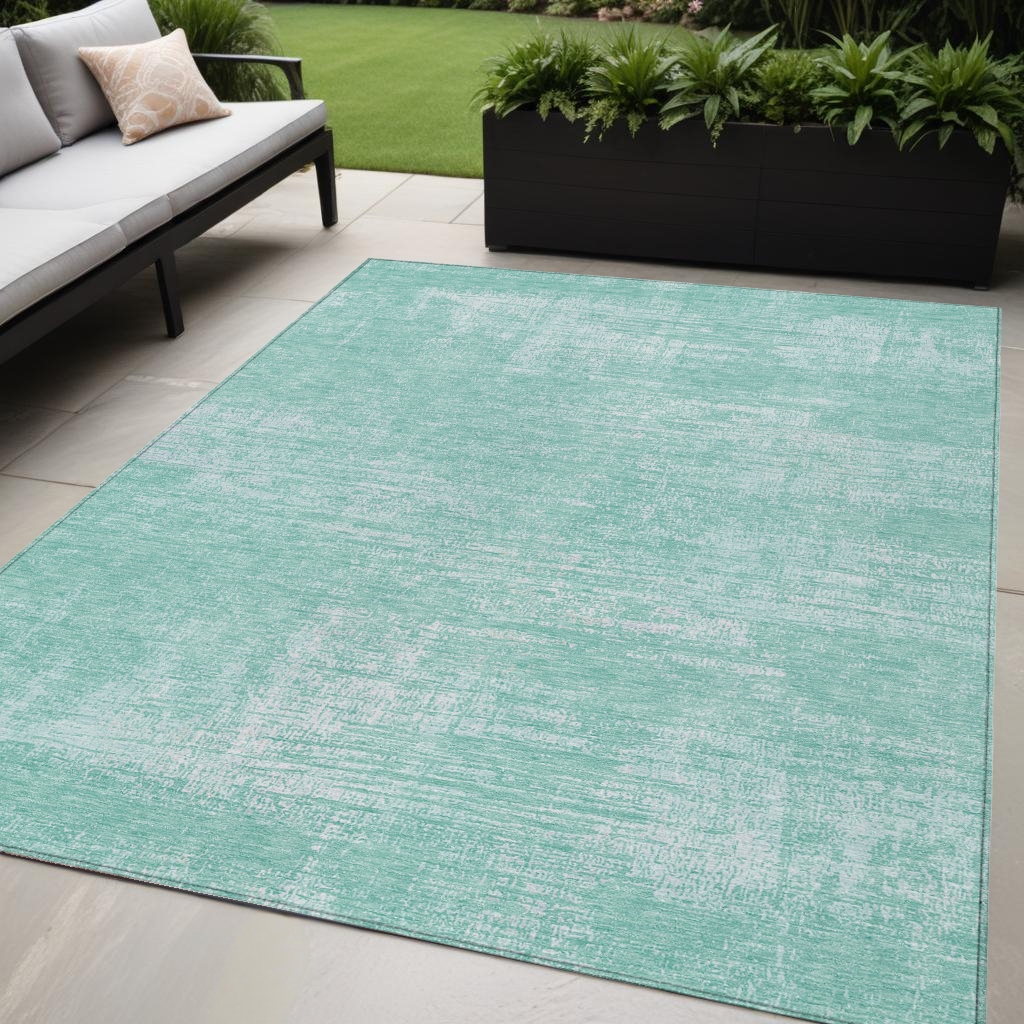 588799 5 x 8 ft. Abstract Washable Indoor & Outdoor Rectangle Area Rug, Turquoise & Teal Blue