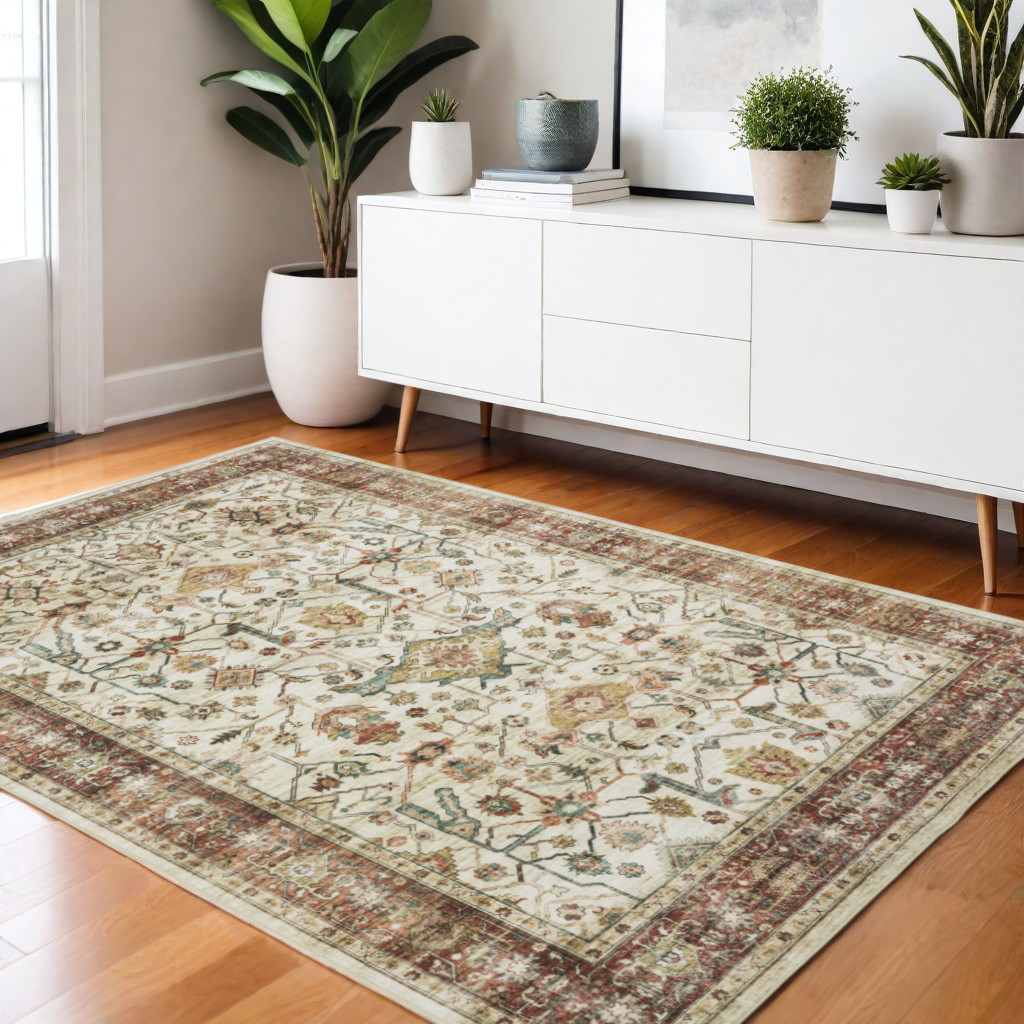 574713 4 x 6 ft. Oriental Distressed Rectangle Area Rug, Ivory