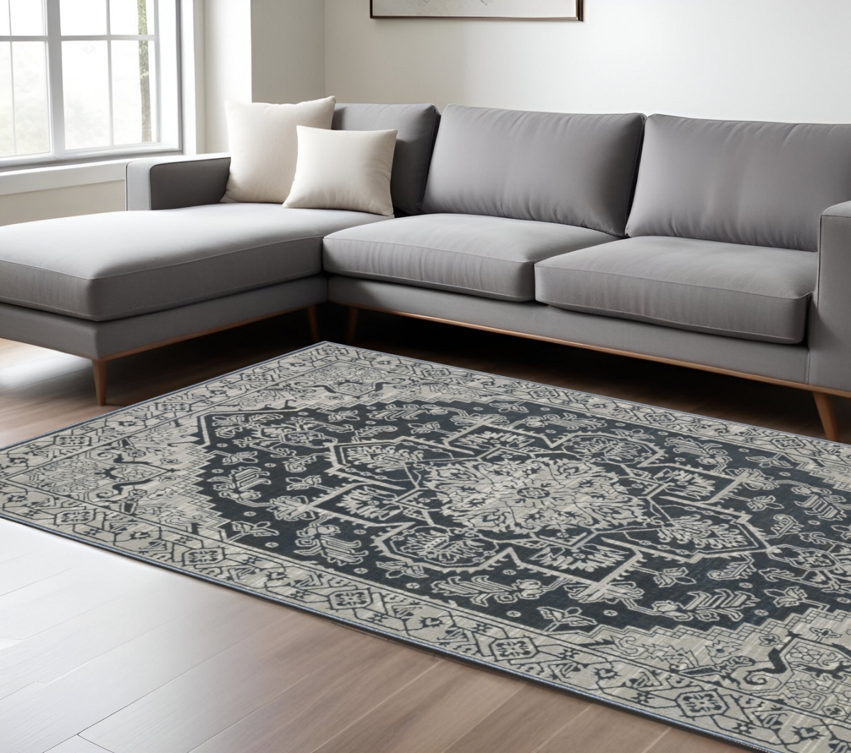 574699 8 x 11 ft. Oriental Rectangle Area Rug, Blue & Gray