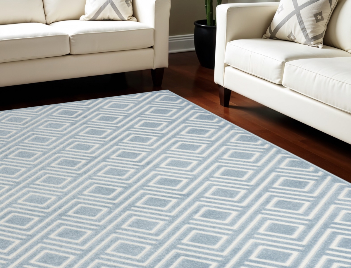 564095 7 x 9 ft. Geometric Rectangle Area Rug, Blue