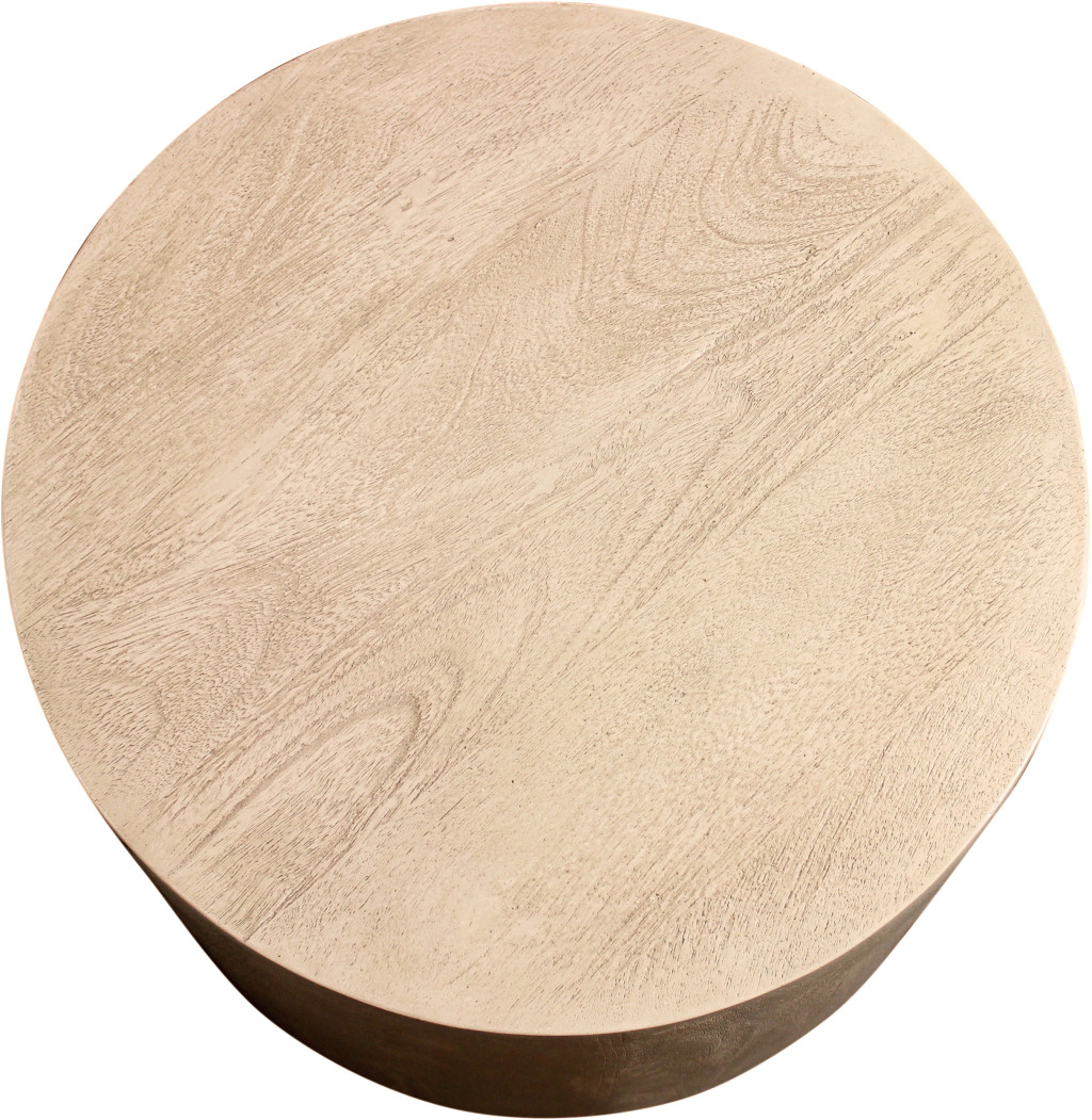 571195 16 in. Natural Distressed Solid Wood Round End Table