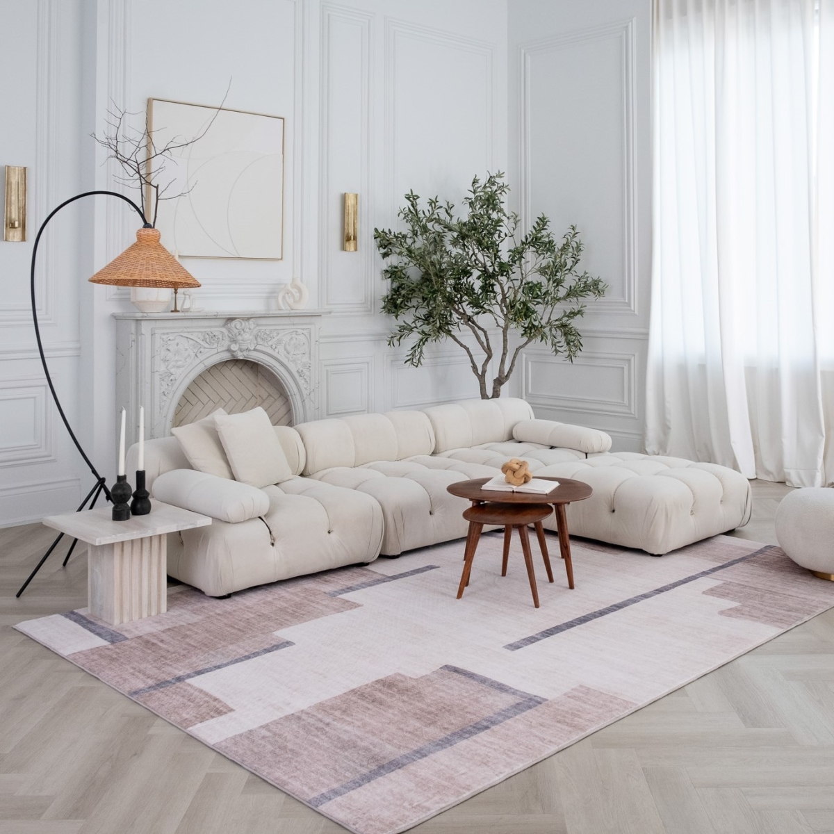 570061 7 x 10 ft. Abstract Rectangle Area Rug, Beige & Brown