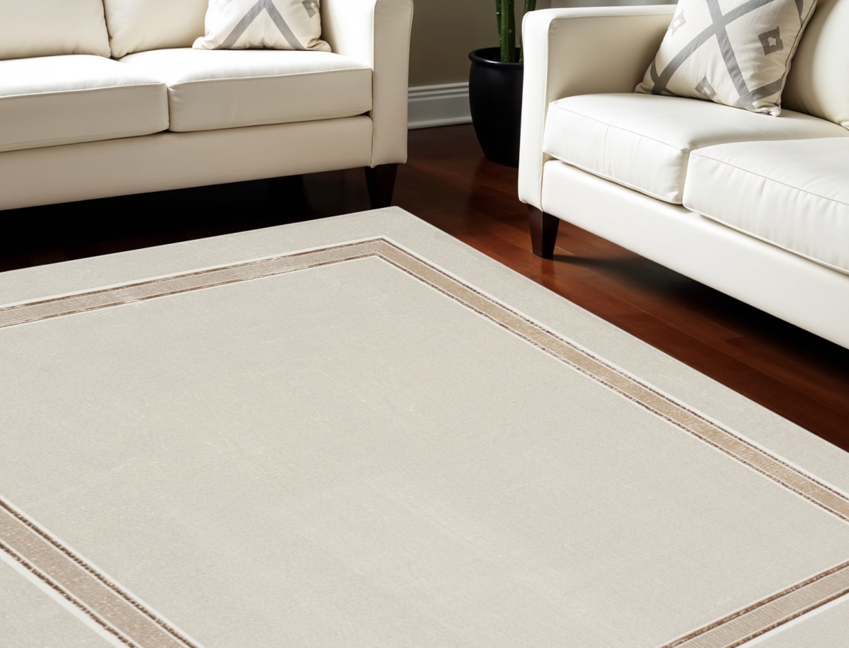 551380 9 x 12 ft. Geometric Non Skid Rectangle Area Rug, Gray, Ivory & Cream