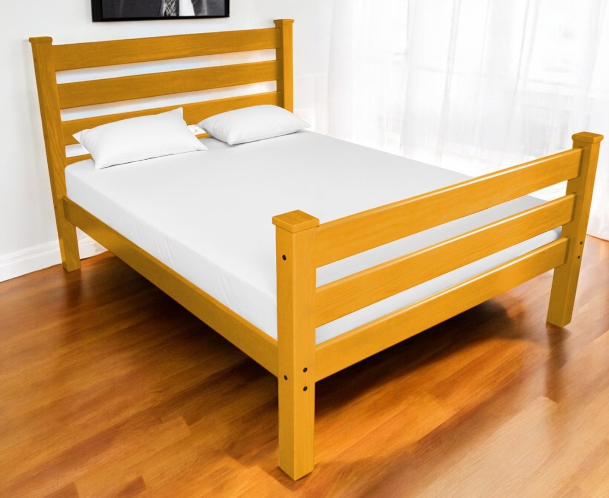 548166 Orange Solid Wood Queen Size Bed Frame