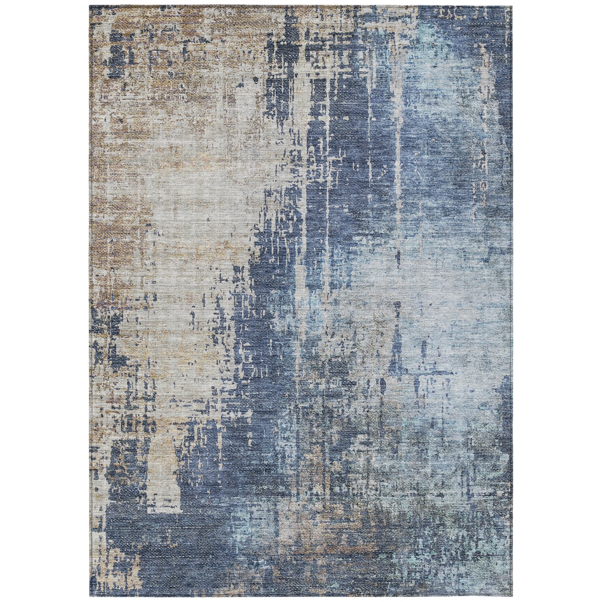 587247 10 x 14 ft. Abstract Washable Indoor & Outdoor Rectangle Area Rug, Navy Blue & Taupe