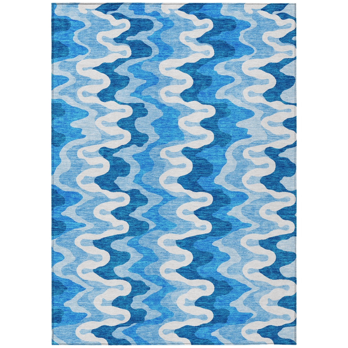 584876 9 x 12 ft. Abstract Washable Indoor & Outdoor Rectangle Area Rug, Sky Blue, Denim Blue & Ivory