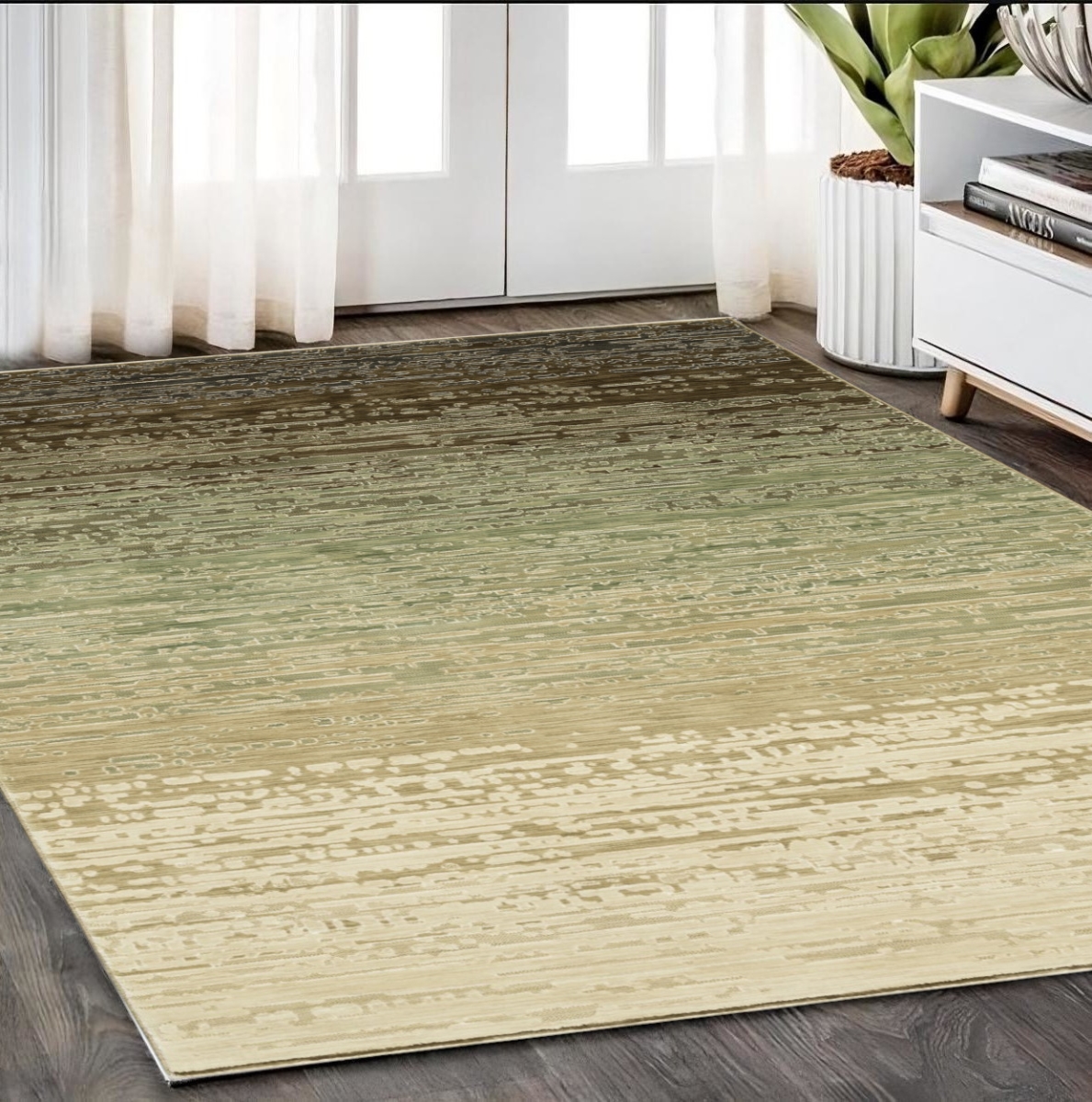 575580 5 x 8 ft. Abstract Rectangle Area Rug, Brown & Green