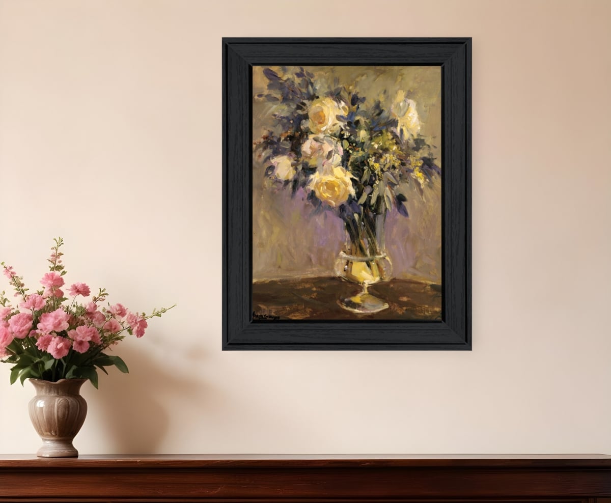 530146 Modern Evening Vase Black Framed Print Wall Art