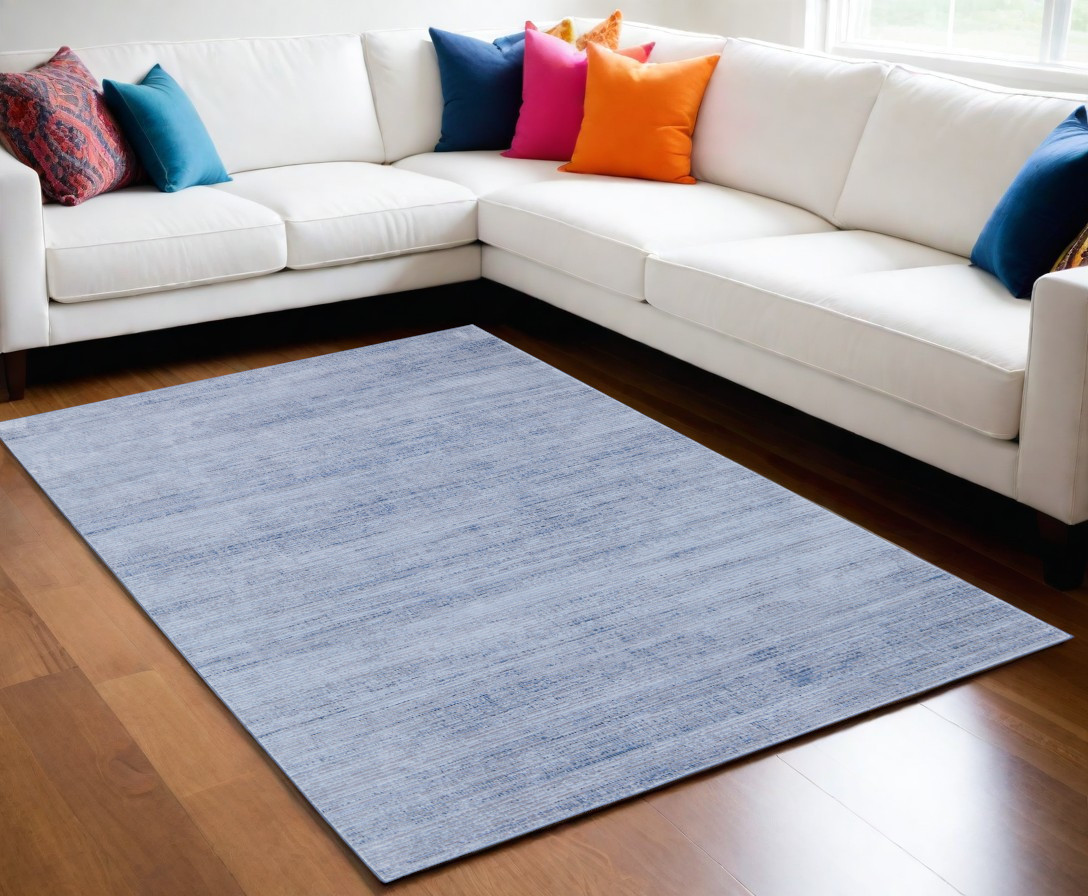 566825 5 x 8 ft. Power Loom Rectangle Area Rug, Blue & Ivory