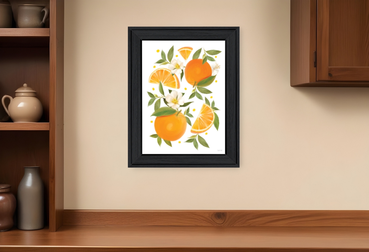 529838 Citrus Orange Botanical Black Framed Print Wall Art