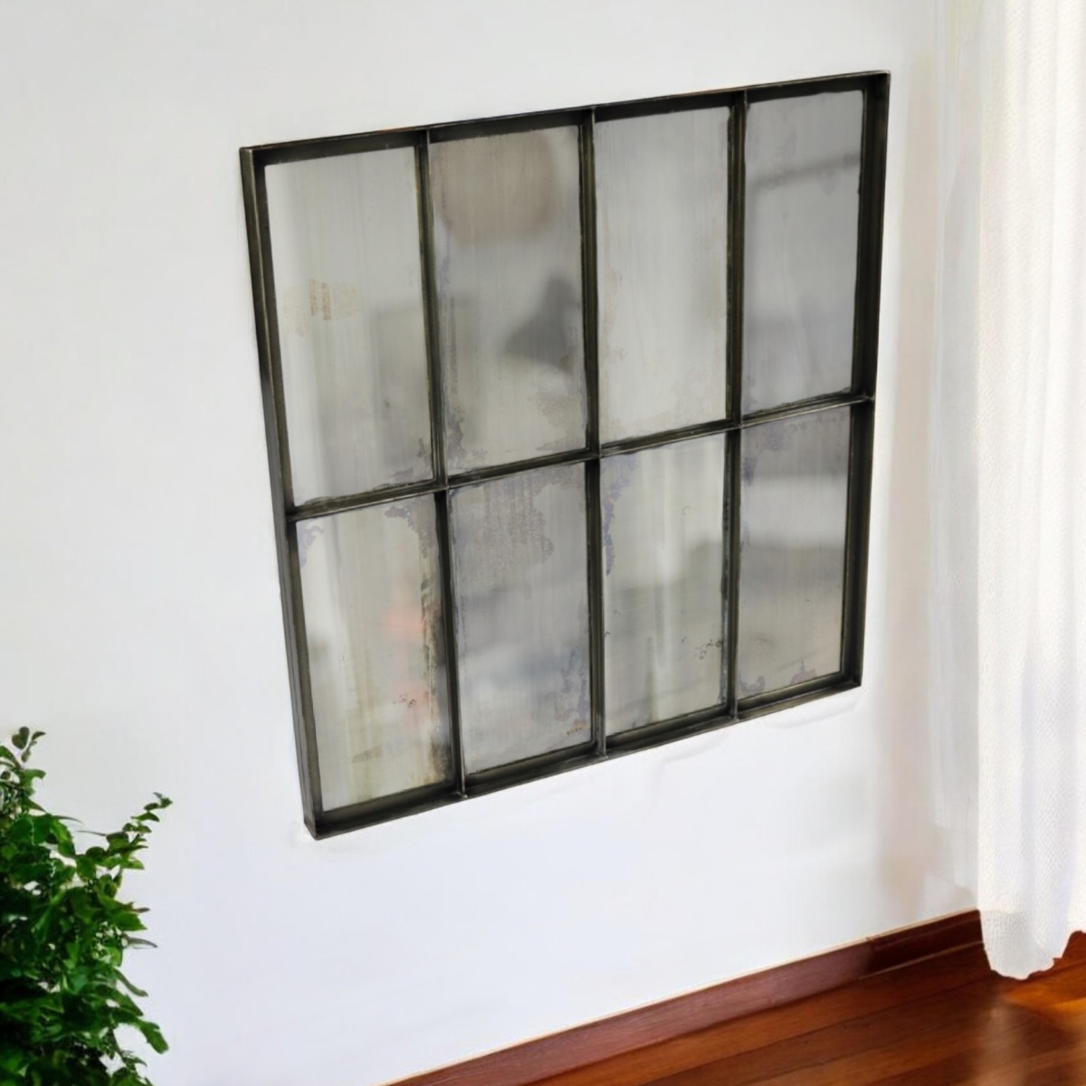 489209 40 in. Black Square Metal Framed Accent Mirror