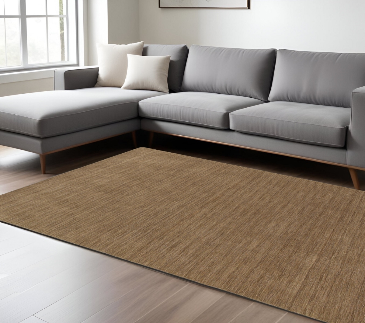 576280 8 x 10 ft. Wool Hand Tufted Rectangle Area Rug, Tan
