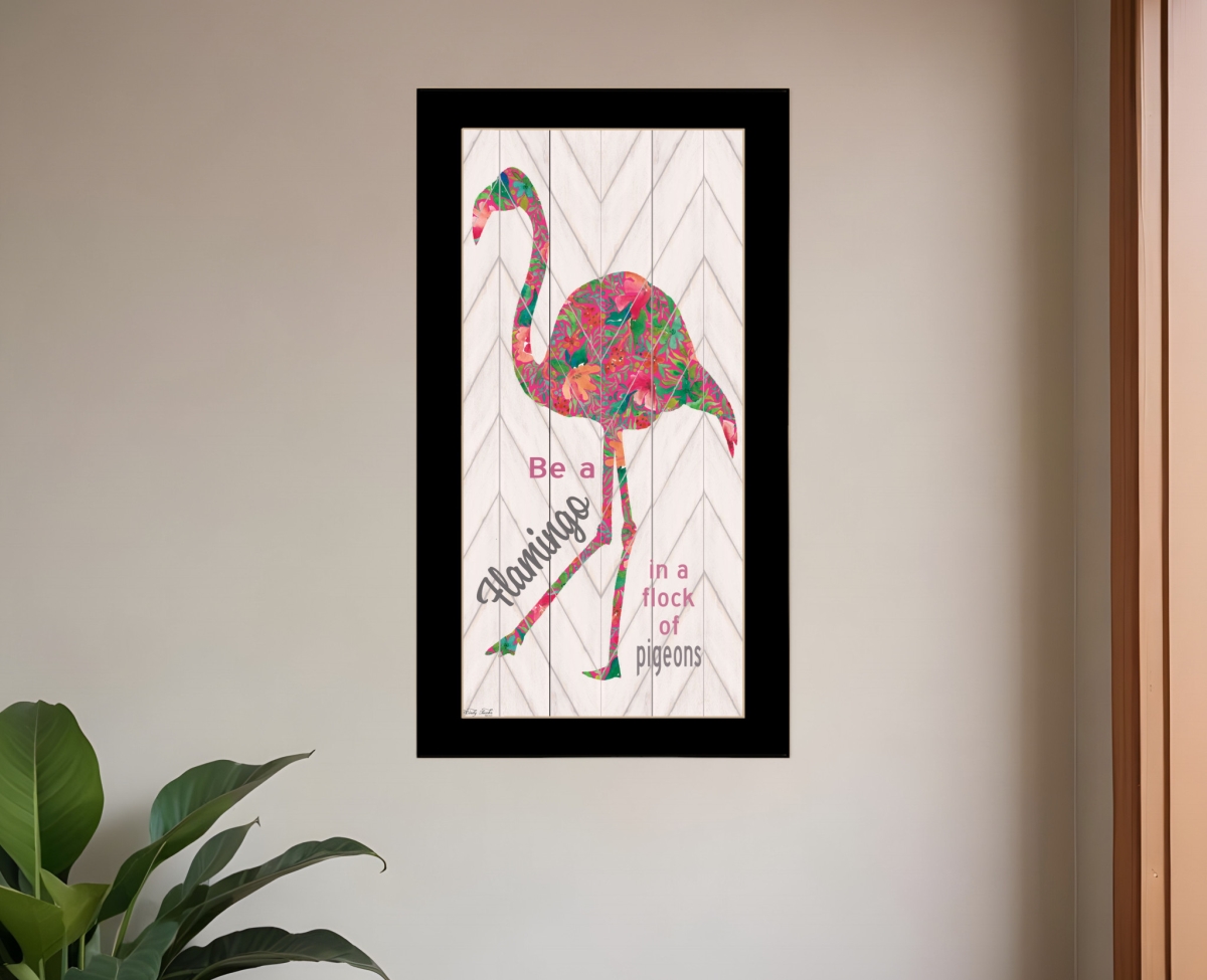 529781 Modern Be A Flamingo Black Framed Print Wall Art