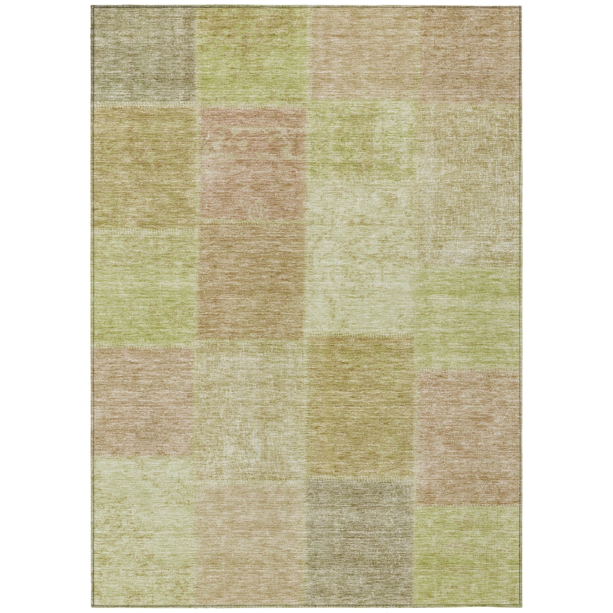 580673 8 x 10 ft. Patchwork Washable Indoor & Outdoor Rectangle Area Rug, Green, Copper & Mint Green
