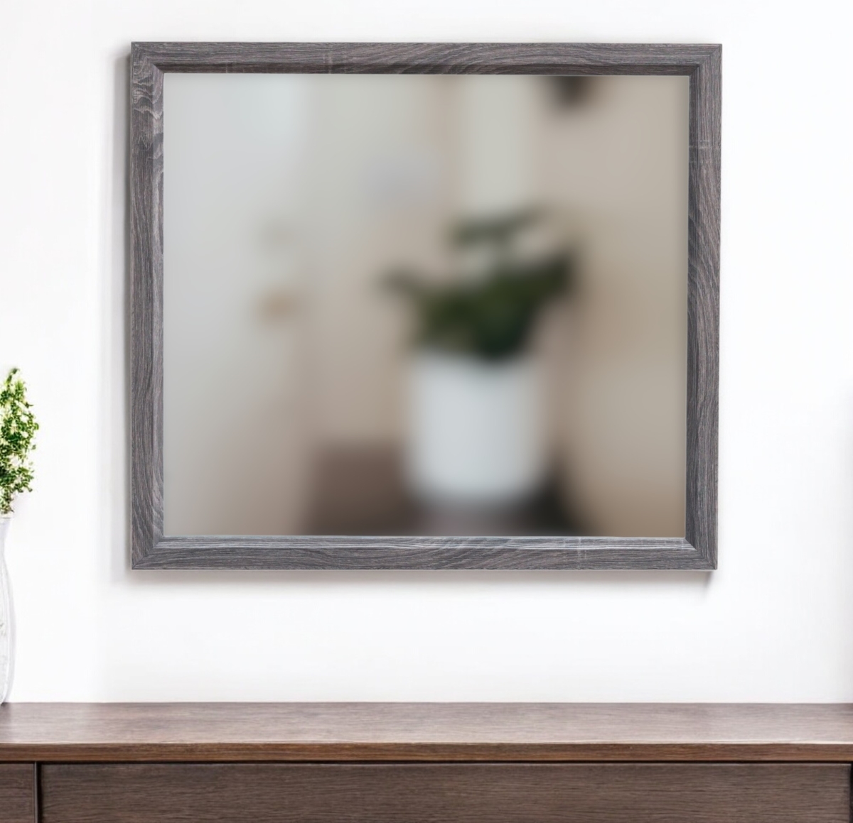 478618 35 in. Dark Gray Wood Framed Accent Mirror