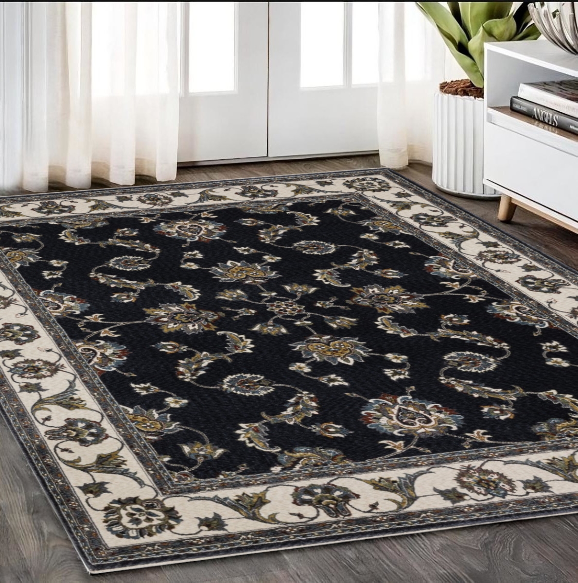 575618 5 x 8 ft. Oriental Rectangle Area Rug with Fringe, Ivory