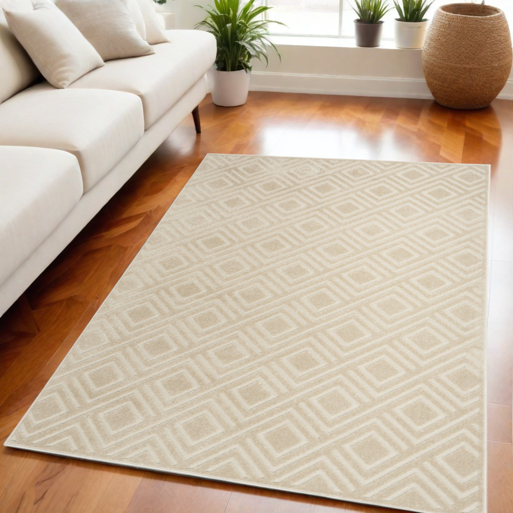 564023 5 x 7 ft. Geometric Rectangle Area Rug, Beige
