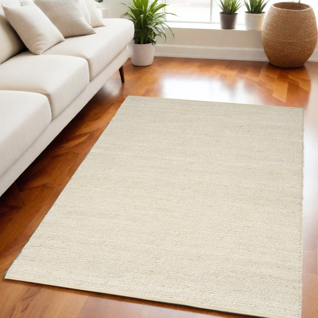 569882 5 x 7 ft. Hand Woven Rectangle Area Rug, Ivory