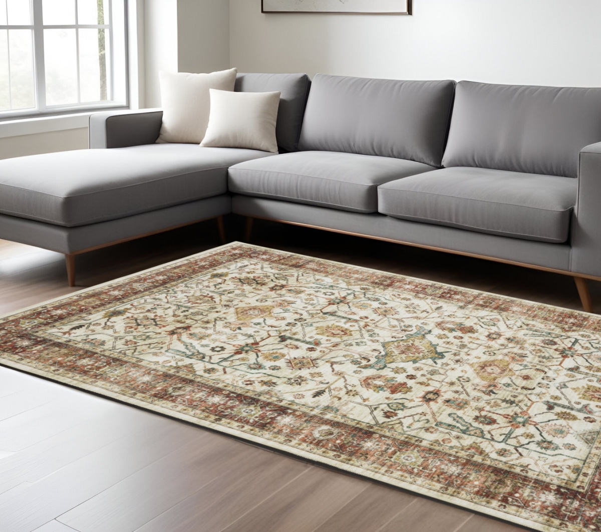 574714 8 x 10 ft. Oriental Distressed Rectangle Area Rug, Ivory