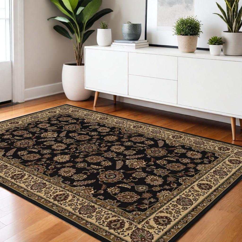 574370 4 x 6 ft. Oriental Rectangle Area Rug, Brown & Ivory