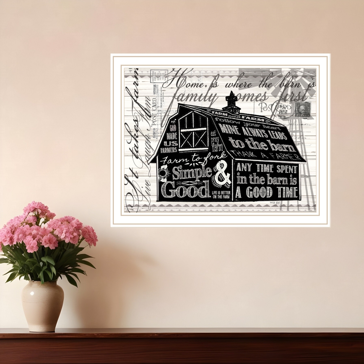 529770 Simple & Good Barn White Framed Print Wall Art