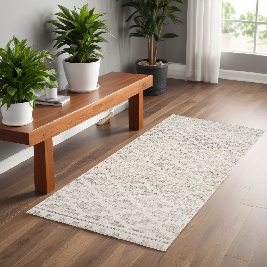 558439 2 x 5 ft. Moroccan Distressed Rectangle Area Rug, Gray & Beige