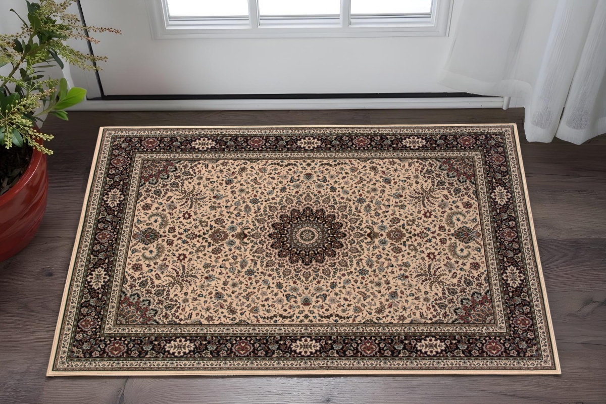 575309 2 x 3 ft. Oriental Rectangle Area Rug, Ivory & Black