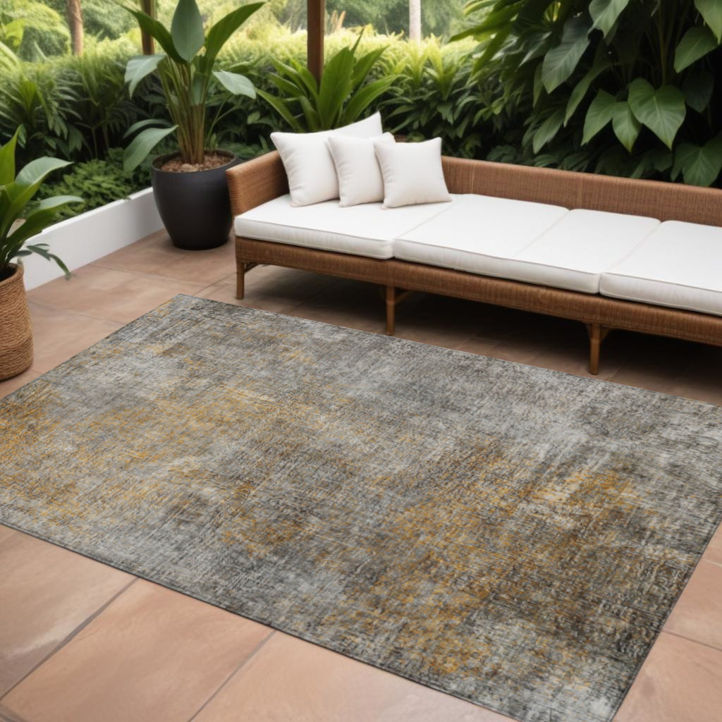 577652 8 x 10 ft. Abstract Washable Indoor & Outdoor Rectangle Area Rug, Gray, Silver & Charcoal
