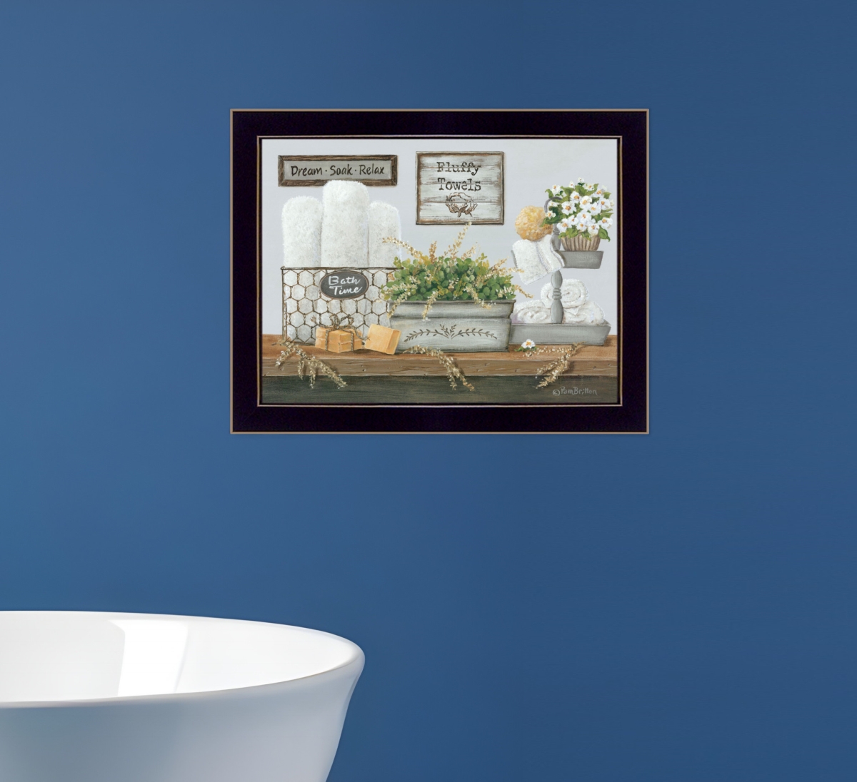 529674 Fluffy Towels Black Framed Print Wall Art