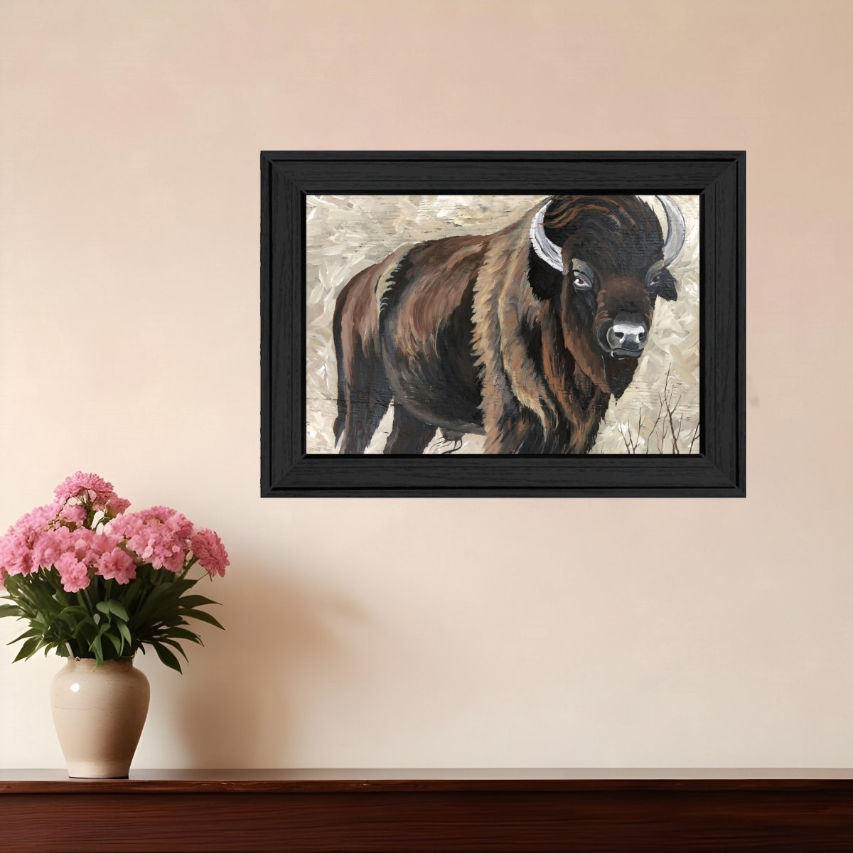 529697 Modern The Boss Bison Only Black Framed Print Wall Art