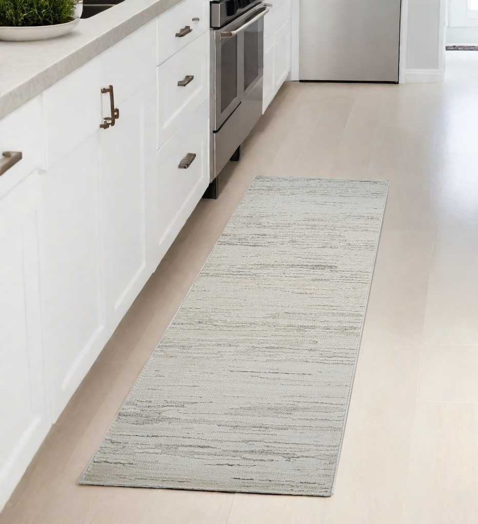 558458 8 ft. Geometric Distressed Rectangle Area Rug, Gray & Beige