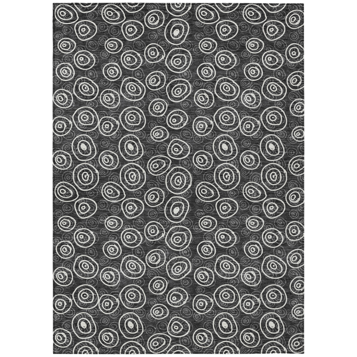 583329 10 x 14 ft. Geometric Washable Indoor & Outdoor Rectangle Area Rug, Black, Gray & Ivory