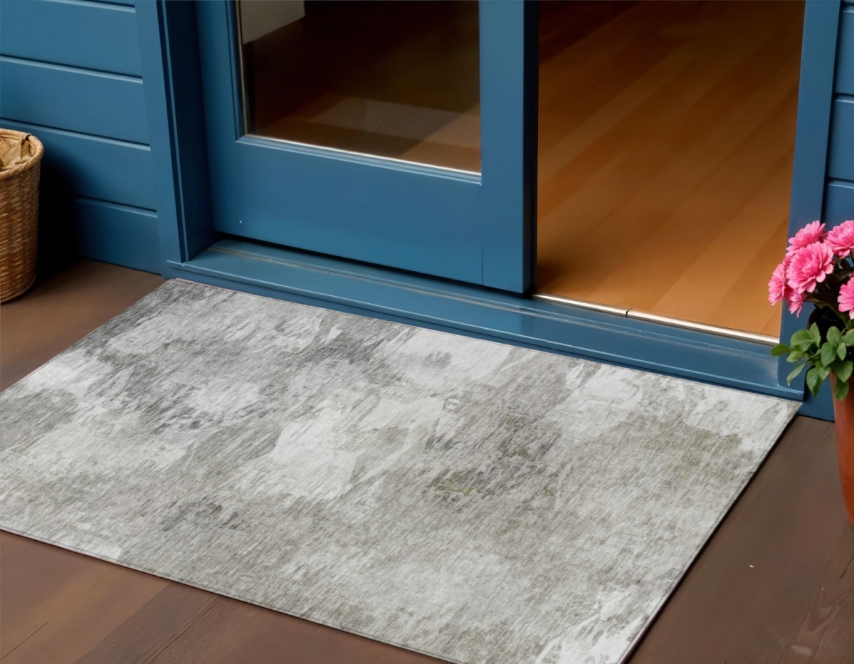 577751 3 x 5 ft. Abstract Washable Indoor & Outdoor Rectangle Area Rug, Beige, Tan & Gray