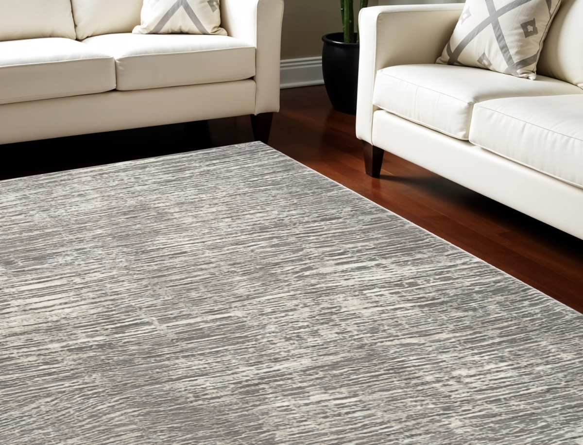 550728 6 x 9 ft. Abstract Non Skid Rectangle Area Rug, Ivory & Gray