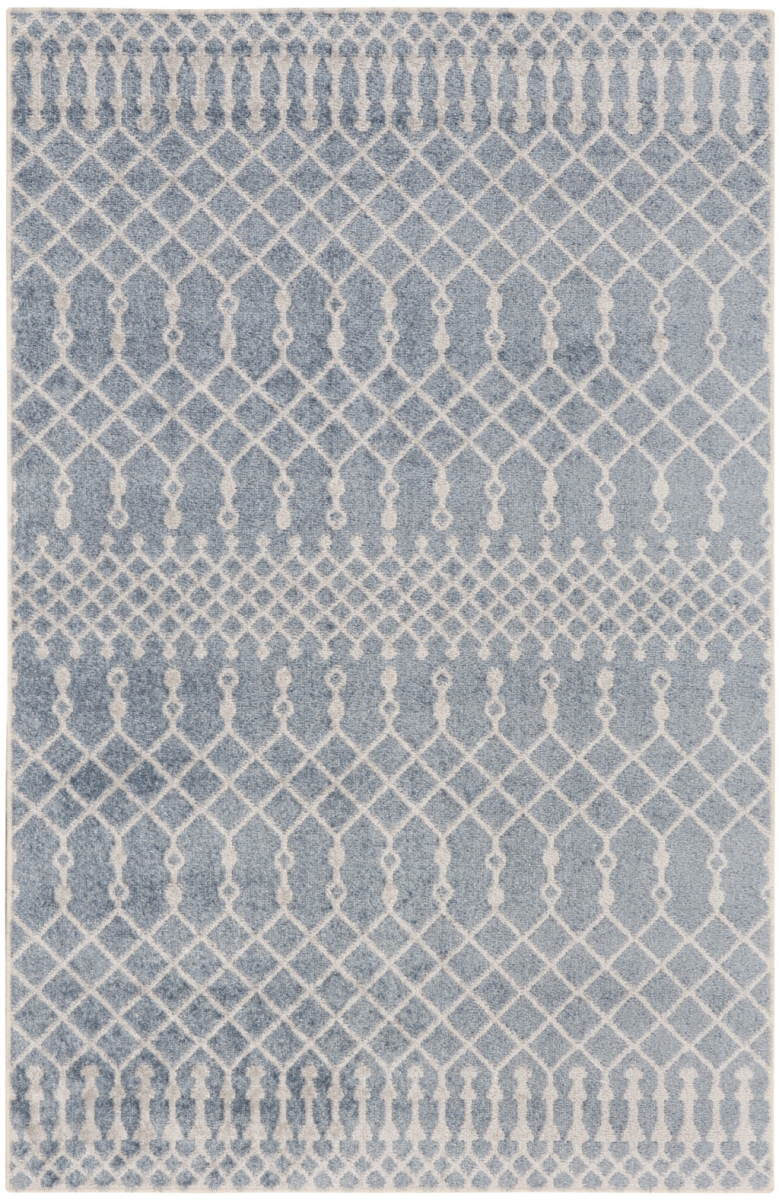 532820 3 x 5 ft. Abstract Power Loom Washable Rectangle Area Rug, Blue & Ivory