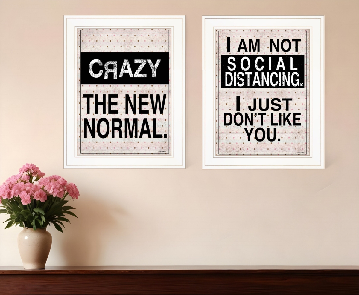 408176 The Normal White Framed Print Wall Art - Set of 2
