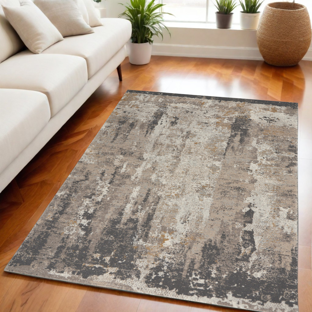 550777 5 x 7 ft. Abstract Rectangle Area Rug, Cream, Black & Gray